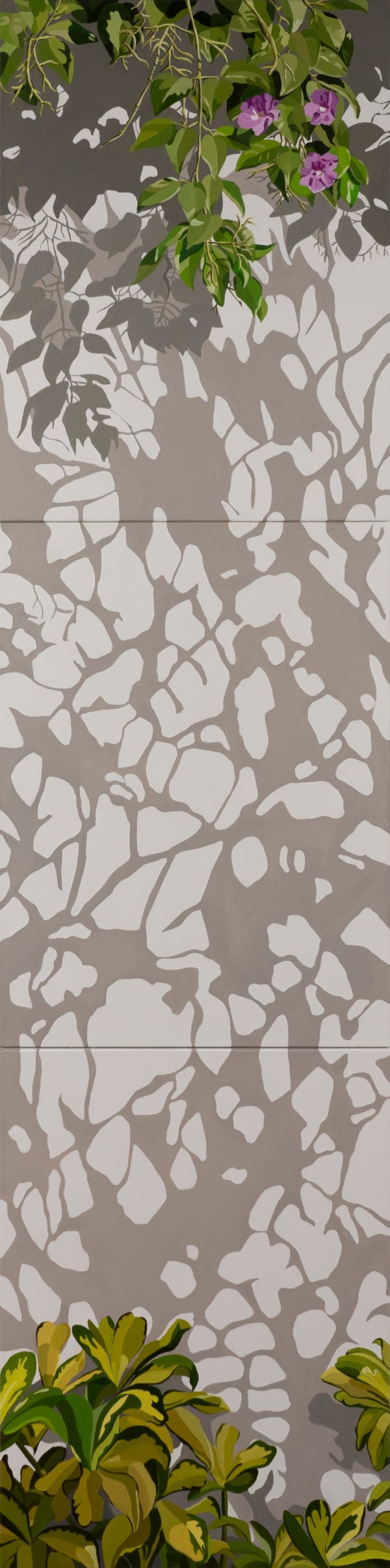 Natalia Juncadella painting of column, shadows, flowers and leaves