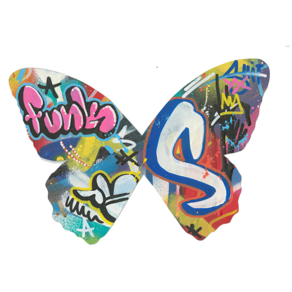 Martin Whatson Butterfly #11, 2022 mixed media on cut paper. Framed 13 x 14 in 33 x 35.6 cm