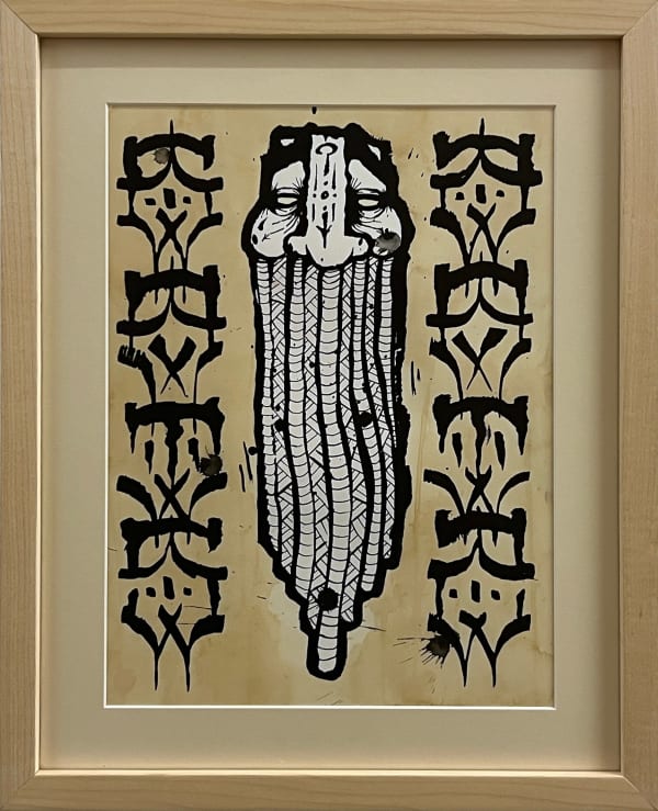 GATS drawing of a mask with two columns of symbols at the sides