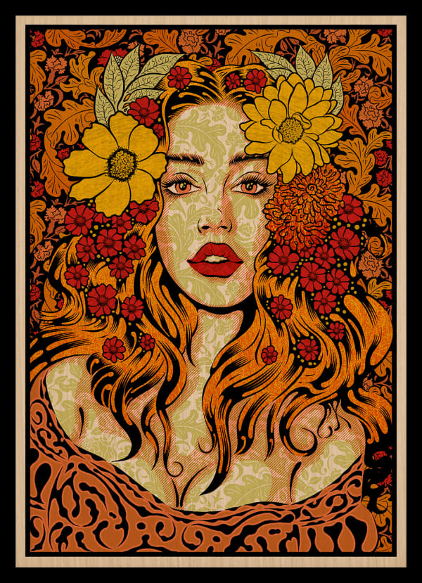 Chuck Sperry Leto, 2024 7 color screen print on white oak panel 30 x 20 in 76.2 x 50.8 cm