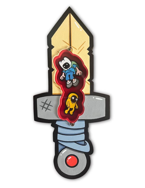 sword with characters from adventure time on it