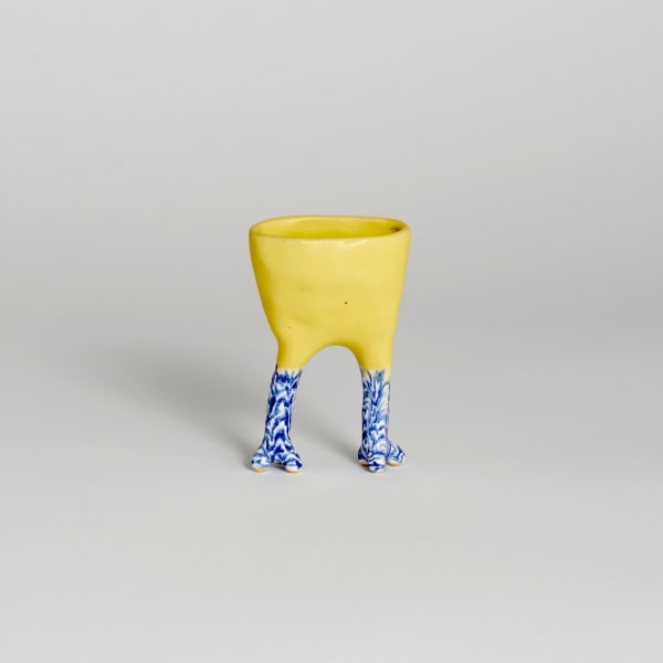Courtney Krings yellow vase with blue legs