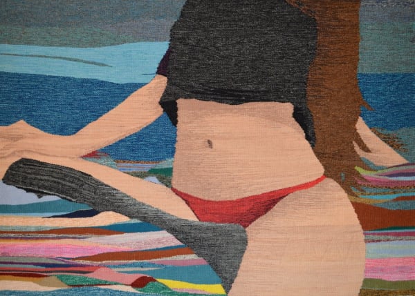 Erin M. Riley female figure torso woven tapestry