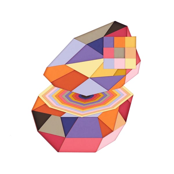 colorful geometric shapes made from layers of cut paper