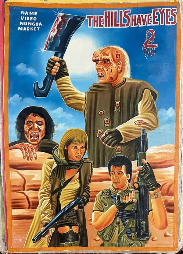 Deadly Prey (Awal Sunil Shetty) The Hills Have Eyes 2, 2010’s oil and enamel on flour sack 59 x 41 in 149.9 x 104.1 cm