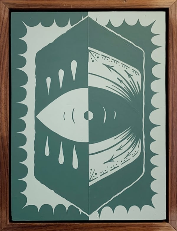 GATS Two Tone #3, 2025 acrylic on wood panel in solid walnut frame 13 x 9 7/8 x 1 5/8 in 32.9 x 25.1 x 4 cm