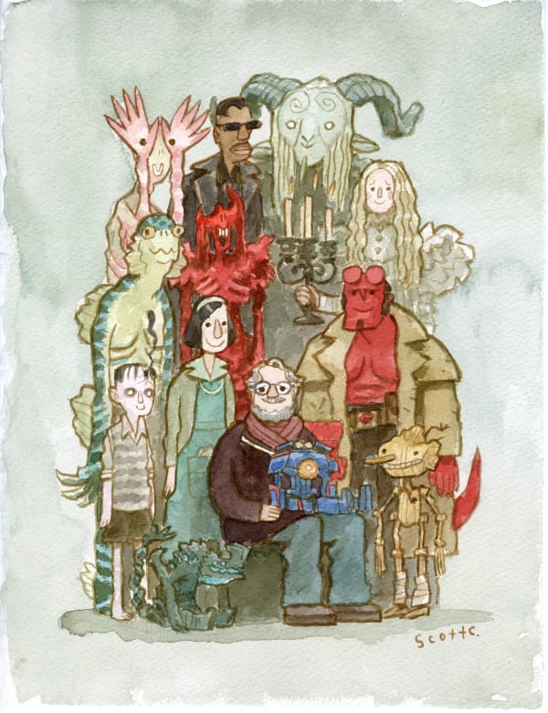 different characters from movies directed by Guillermo Del Toro