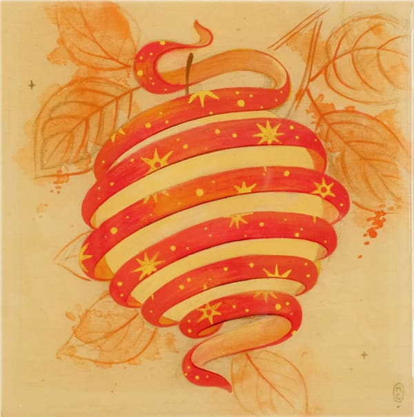 painting of an apple by Maggie Chiang inspired by "The Fantastic Mr. Fox"