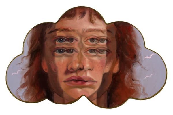 Alex Garant A Promise in Clouds 1, 2025 oil on canvas birch panel 6 x 10 in 15.2 x 25.4 cm