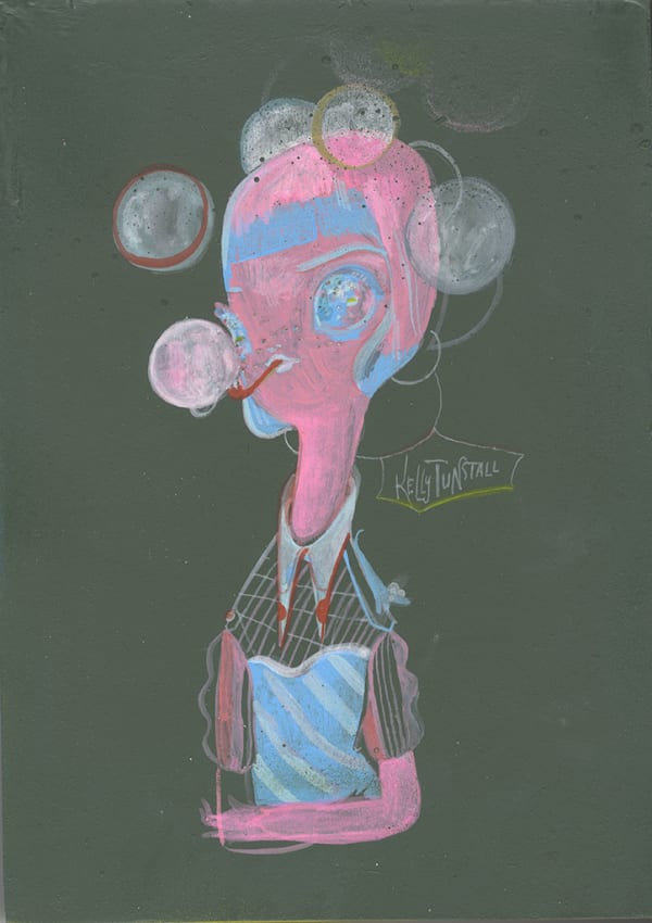 Kelly Tunstall Bubble Gum, 2025 acrylic on panel with spray paint and diamonds 11 x 8 in 27.9 x 20.3 cm