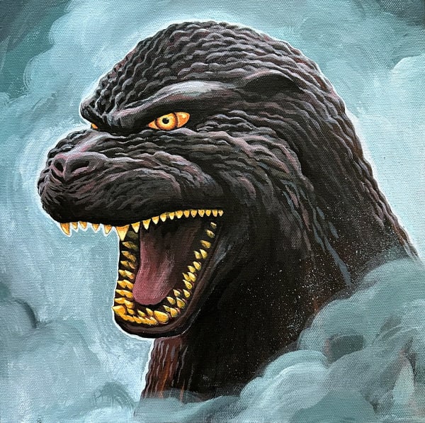 Painting of godzilla