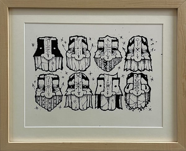 GATS drawing two rows of decorated masks