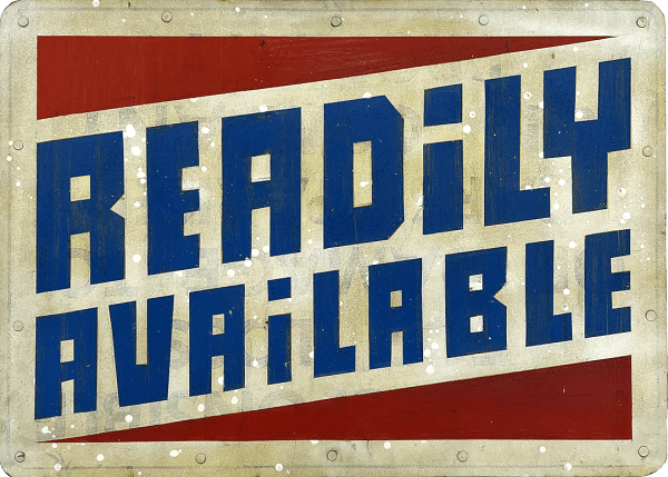 Skewville Readily Available, 2011 spray paint on street signed with wooden cradle 20 x 28 in 50.8 x 71.1 cm