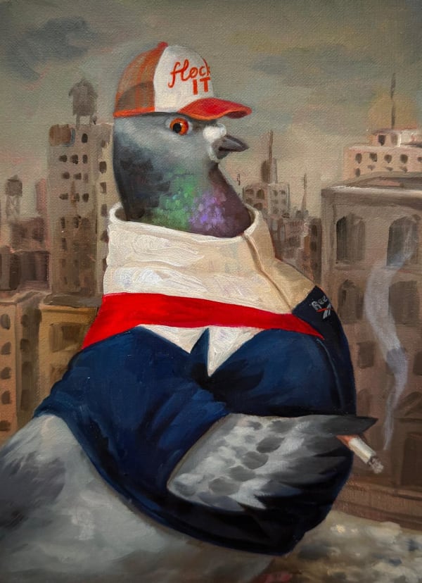 Alison Friend Flock It, 2025 oil on linen 9 1/2 x 7 1/2 in 24.1 x 19.1 cm