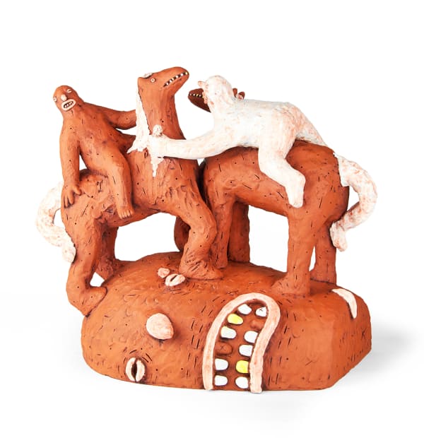 Natalia Arbelaez sculpture of figures, animals and head