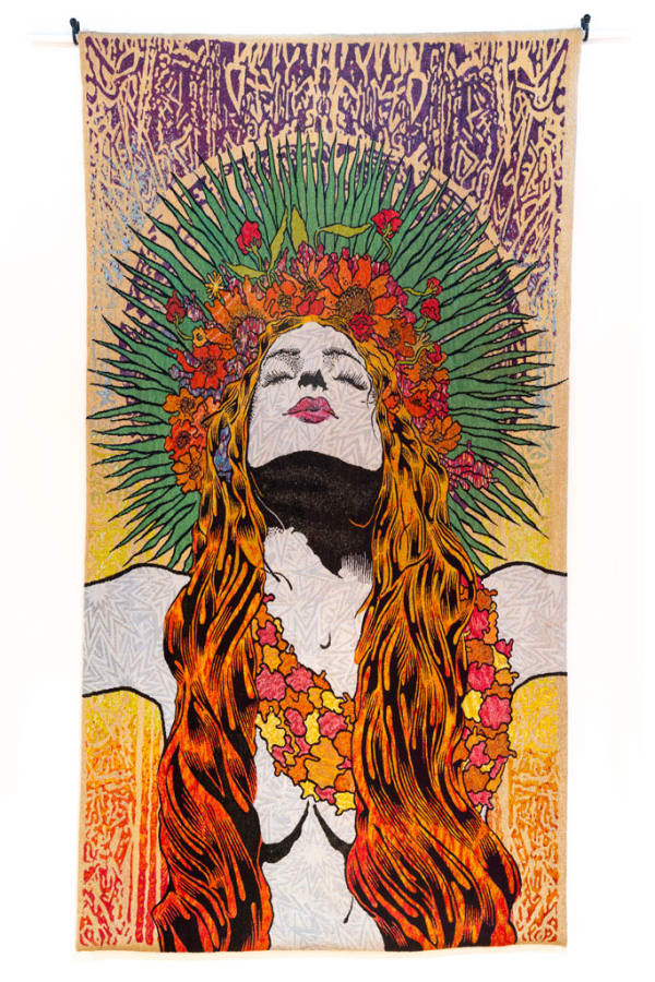Hand woven tapestry of Thalia by Chuck Sperry