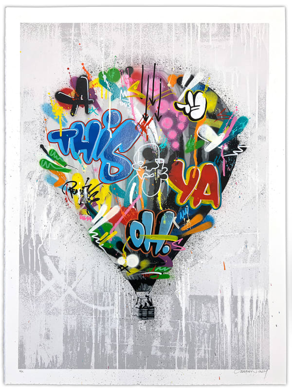 Martin Whatson First Flight, 2024 stencil, spray paint, marker and screen print on paper (ed 4/5) 29 7/8 x 22 in 76 x 56 cm