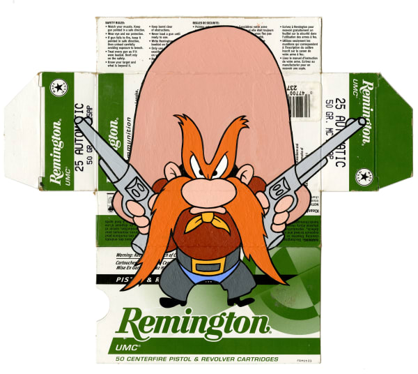 cartoon character Sam painted on Remington packaging