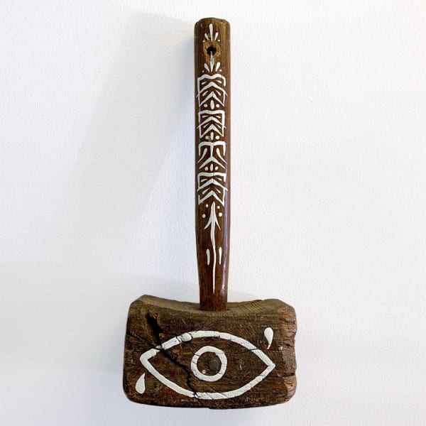 GATS Hammer, 2025 enamel on antique wood mallet 15 x 6 x 4 in 38.1 x 15.2 x 10.2 cm