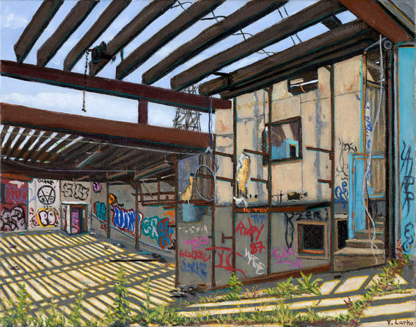 Painting by Valeri Larko of an abandoned room