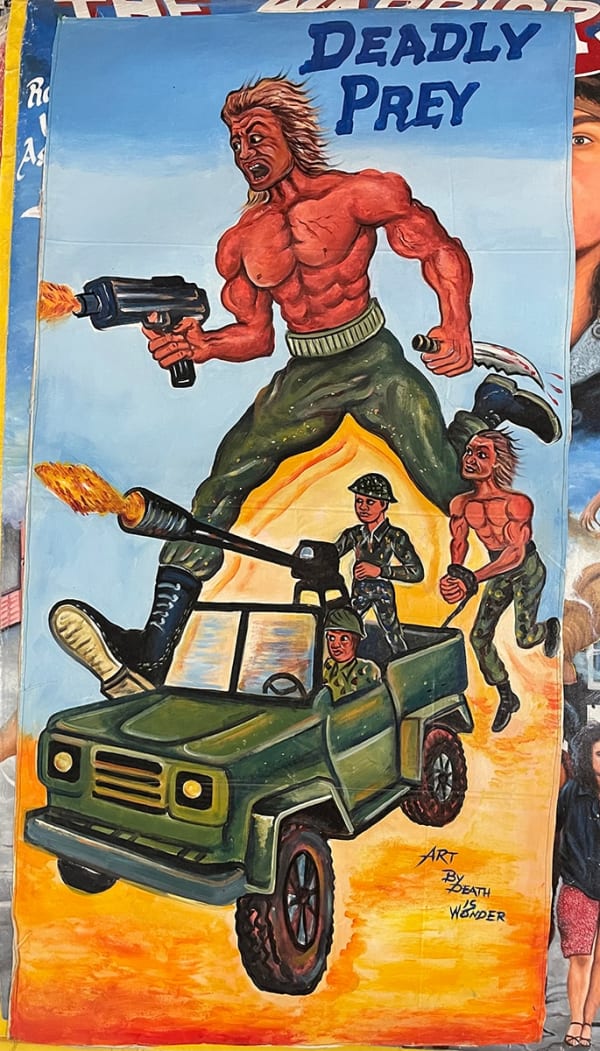 Deadly Prey (Death is Wonder) Deadly Prey, 2021 oil and enamel on flour sack 61 x 31 in 154.9 x 78.7 cm