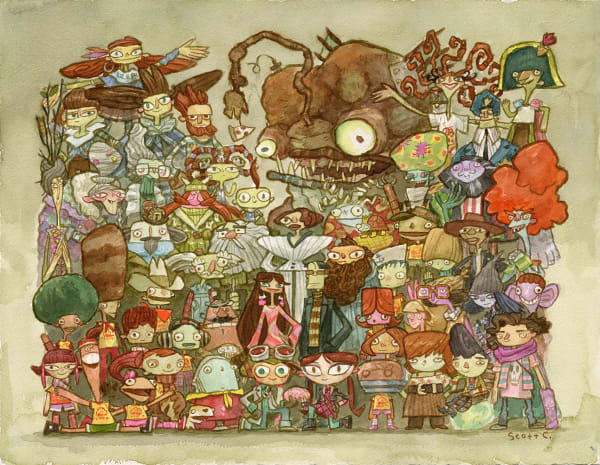 Scott C. Psychonauts Family Portrait, 2025 watercolor and colored pencil on paper 18 x 14 in 45.7 x 35.6 cm