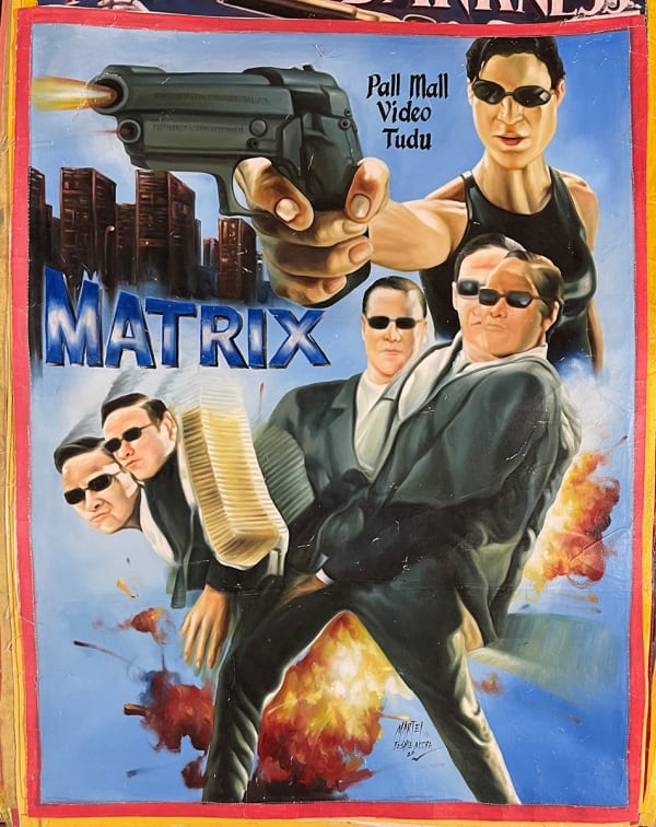 Deadly Prey (H.K. Mathias) The Matrix, 2010’s oil and enamel on flour sack 53 x 40 in 134.6 x 101.6 cm