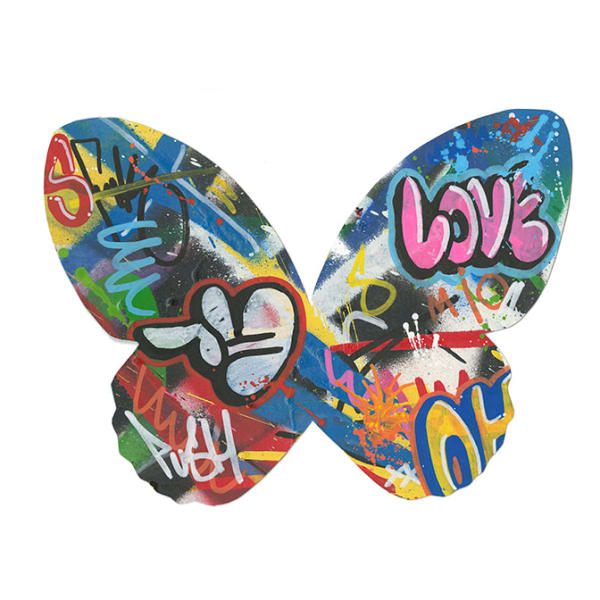 Martin Whatson Butterfly #15, 2022 mixed media on cut paper. Framed 13 x 14 in 33 x 35.6 cm