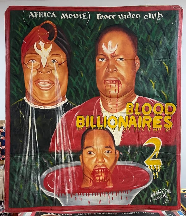 Deadly Prey (Magasco) Blood Billionaires, 2000’s oil and enamel on flour sack 52 x 44 in 132.1 x 111.8 cm