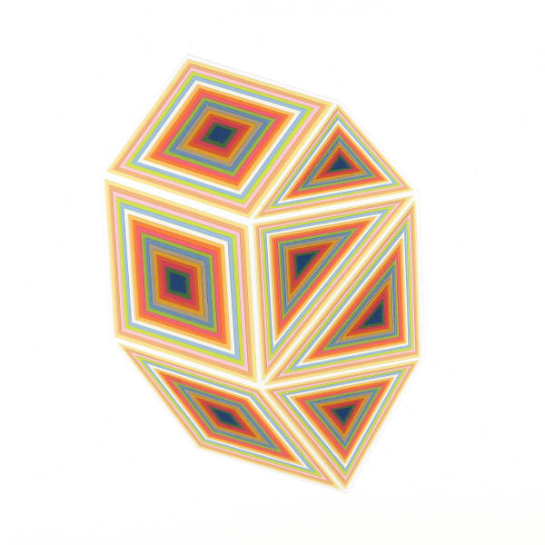 colorful geometric shapes made from layers of cut paper