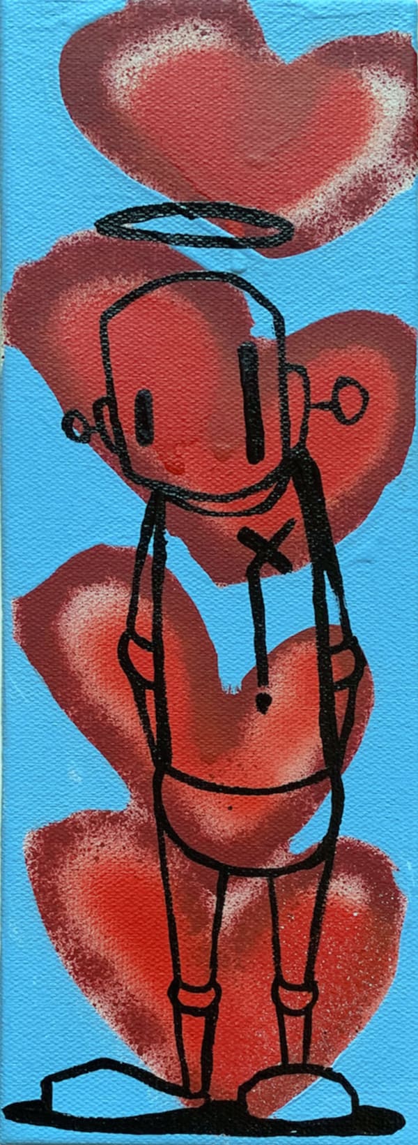 ChrisRWK Always In The Background, 2023 mixed media on canvas 12 x 4 in 30.5 x 10.2 cm