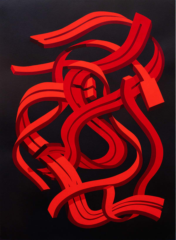 Pref spray painting red on black background