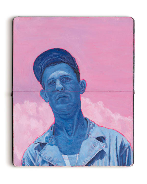 Joel Daniel Phillips Dust Jacket Marked Killed #22, 2022 oil on Moleskine 10 x 8 1/4 in 25.4 x 21 cm