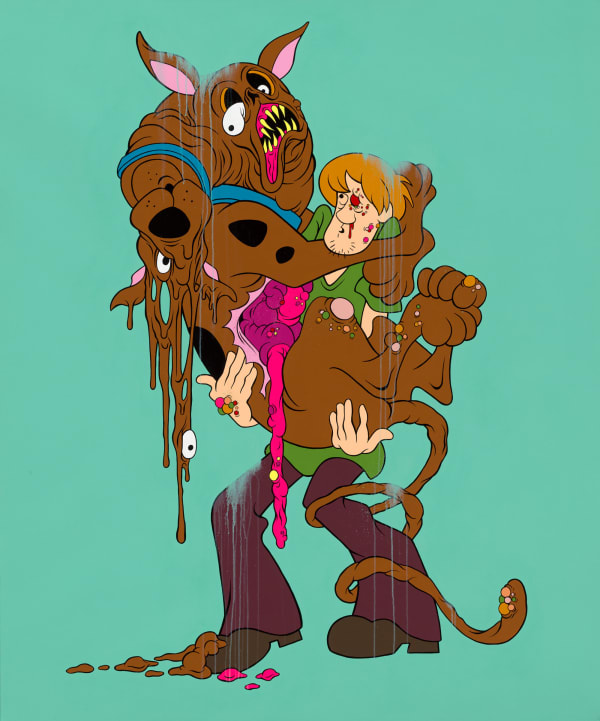 Painting of mutant Scooby Doo by Alex Pardee