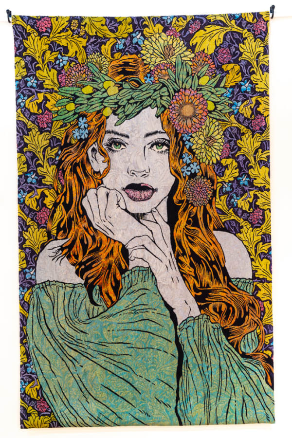 Hand woven tapestry of Demeter by Chuck Sperry