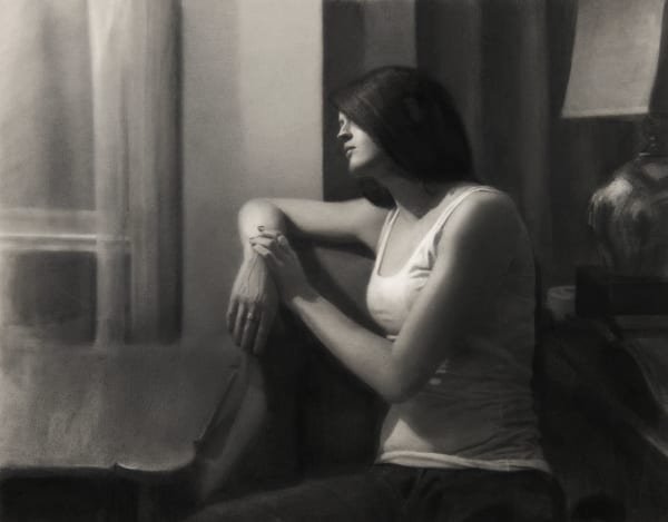 drawing of a woman lost in thought