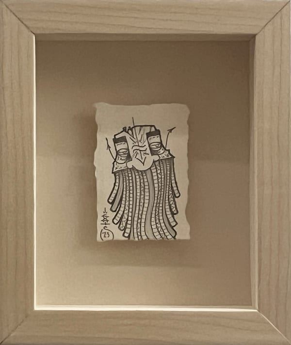 drawing of the GATS mask with a long beard