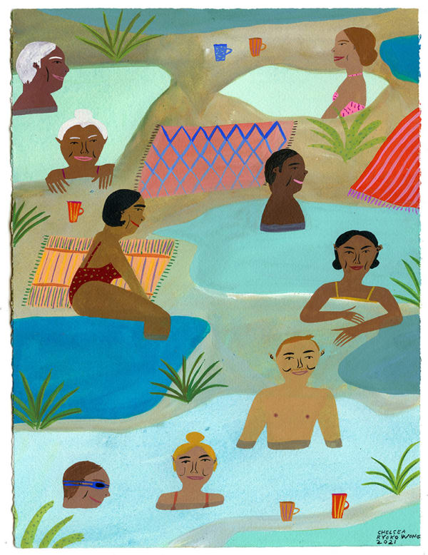 Chelsea Wong painting of people swimming outdoors