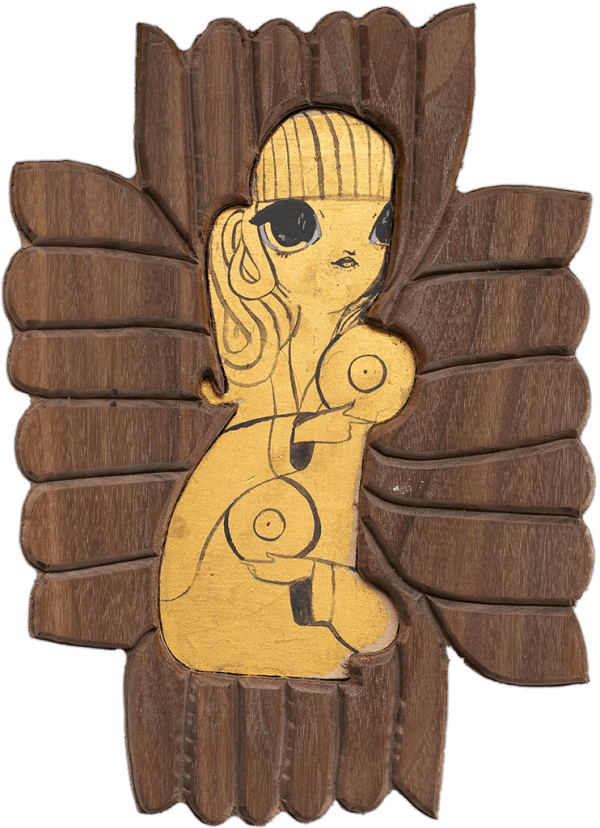 Kelly Tunstall Golden Girls, 1960, 2025 acrylic on gold leaf on birch, walnut frame 13 x 9 1/2 in 33 x 24.1 cm