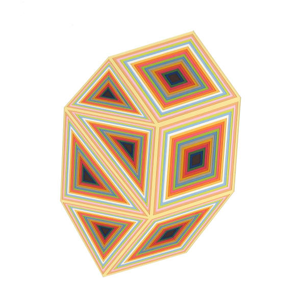 colorful geometric shapes made from layers of cut paper