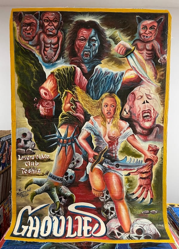 Deadly Prey (Farkira) Ghoulies, 2010’s oil and enamel on flour sack 62 x 41 in 157.5 x 104.1 cm