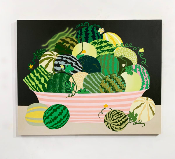 Stephen D'Onoforio painting of watermelons in bowl