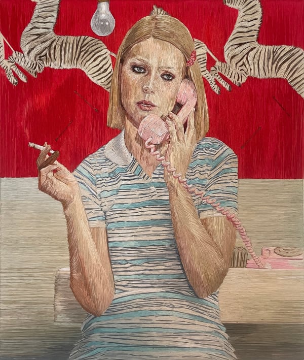 hand embroidered portrait of Margot Tenenbaum by Rose Couch