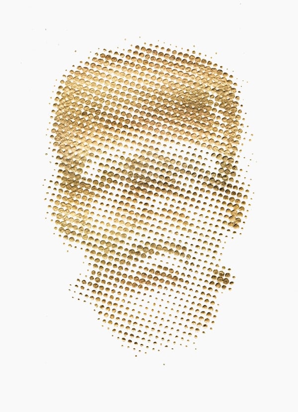 Greg Ruth It's Alive!, 2025 original drawing, 24k gold leaf 18 x 14 in 45.7 x 35.6 cm