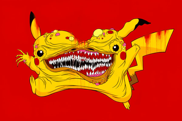 Alex Pardee No-Longer Pikachu, 2022 acrylic on canvas 48 x 72 in 121.9 x 182.9 cm