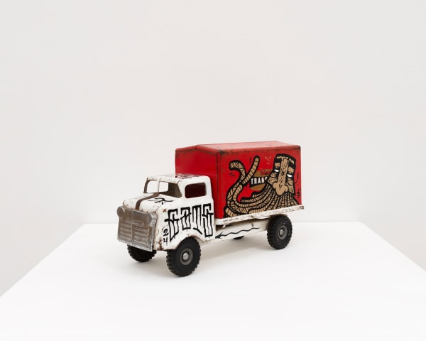 GATS character painted on a red and white toy truck