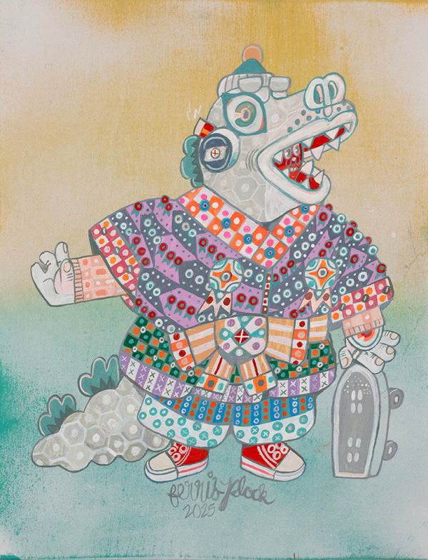 Ferris Plock GoGo, 2025 acrylic on panel with gold leaf 14 x 11 in 35.6 x 27.9 cm