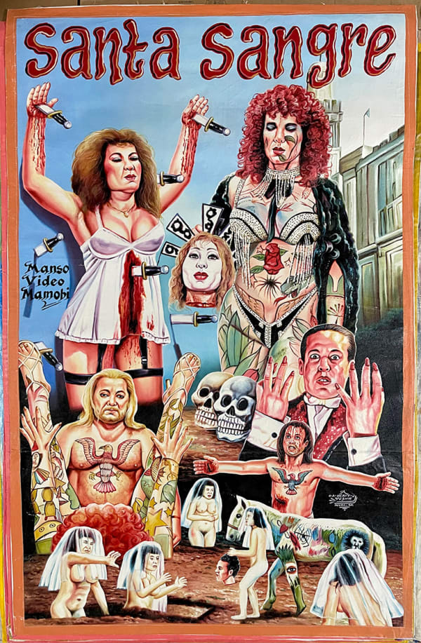 Deadly Prey (Heavy J) Santa Sangre, 2021 oil and enamel on flour sack 61 x 40 in 154.9 x 101.6 cm