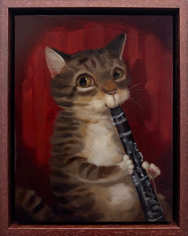 cat playing clarinet