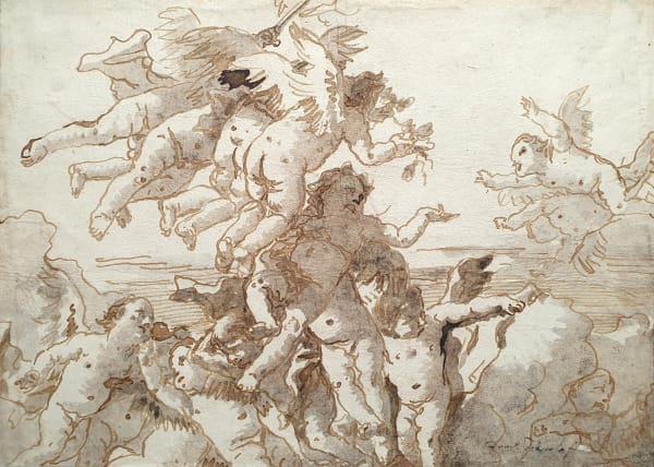 Giovanni Domenico Tiepolo, Putti in the clouds/ Putti dans les nuages